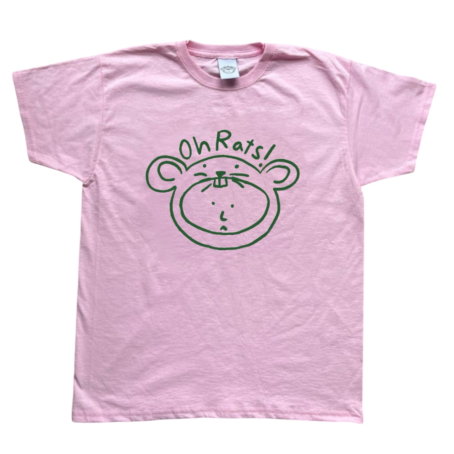 Oh Rats! Dark green on Pink Logo
