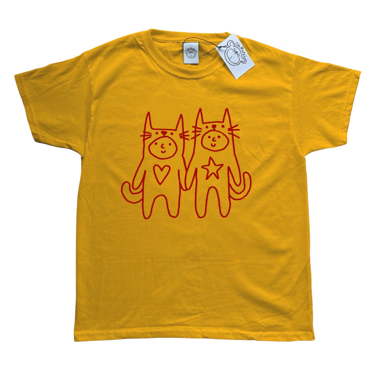 Two critters in love red on yellow Tee