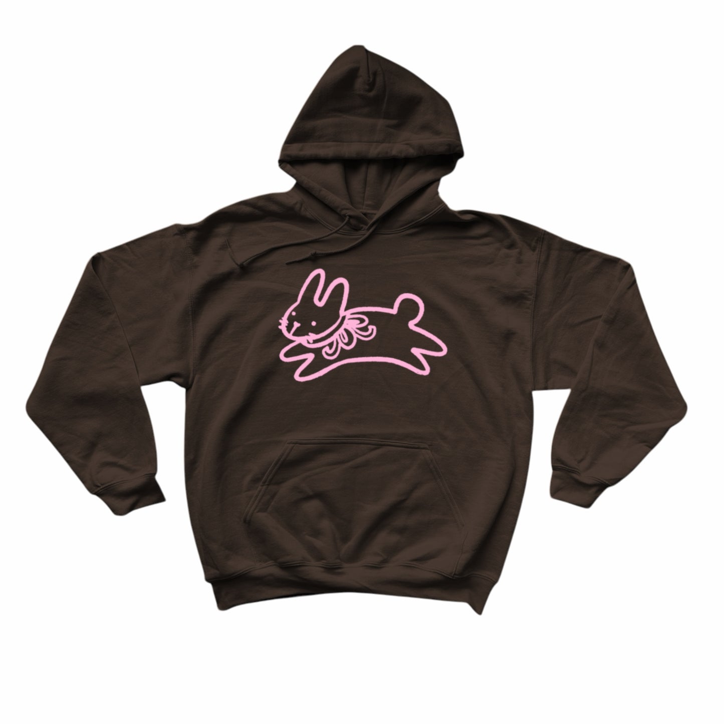 Bow bunny pink on brown hoodie