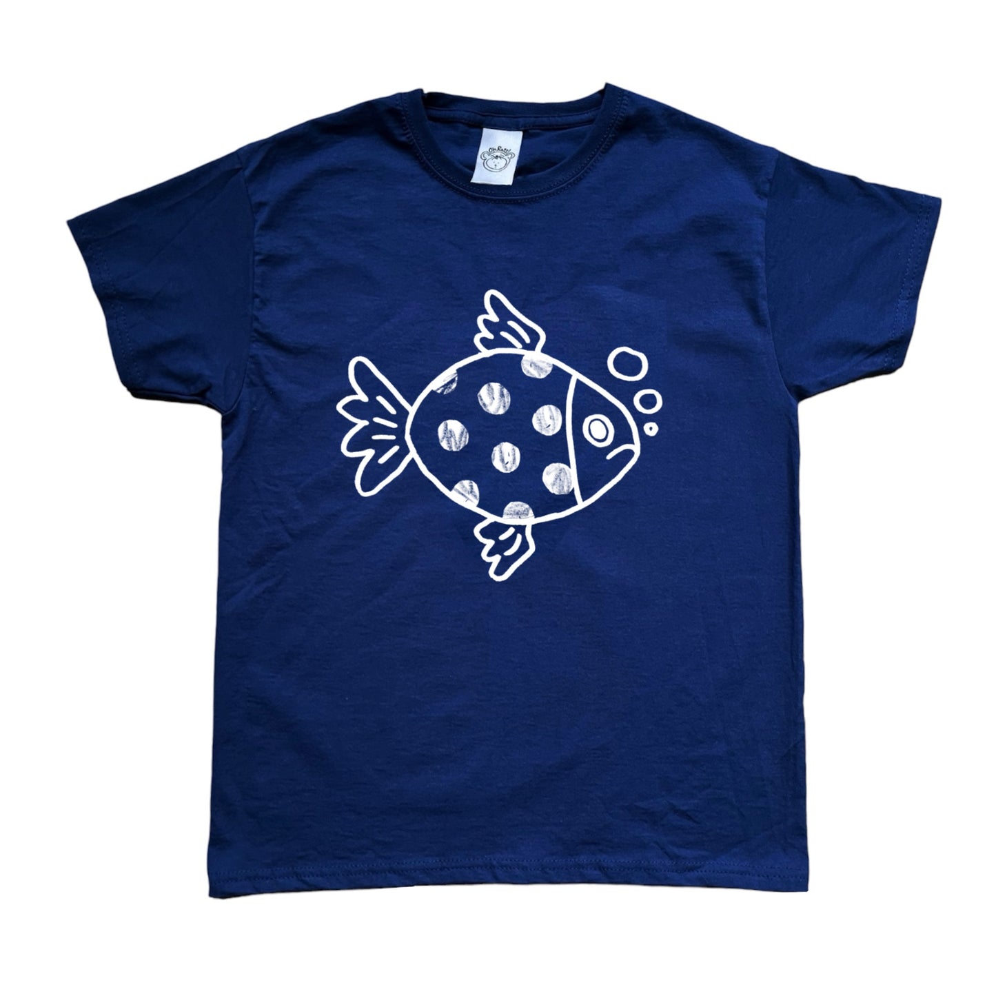 Polka dot fishy white on navy Tee