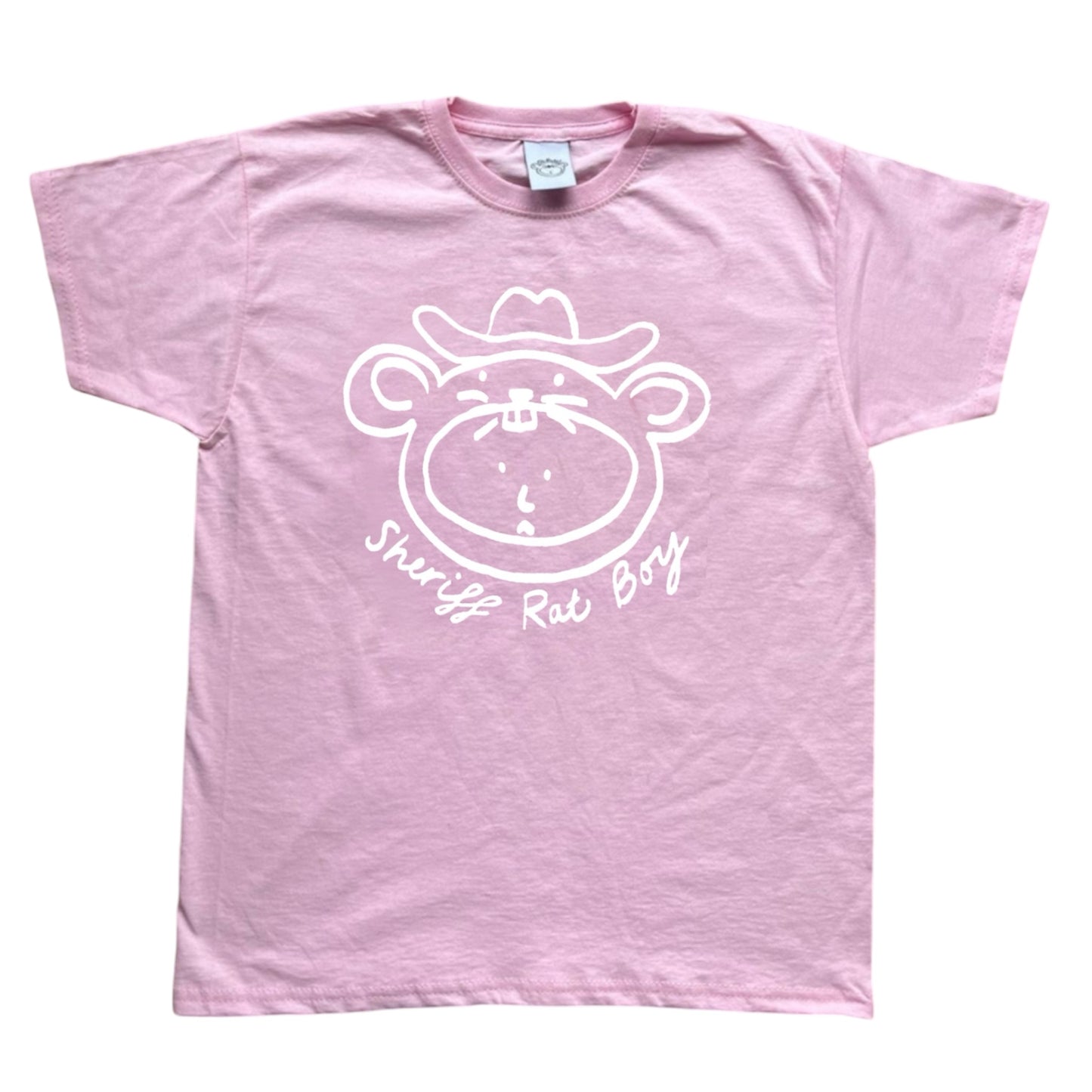 Sheriff Rat Boy' White on Pink Baby Tee