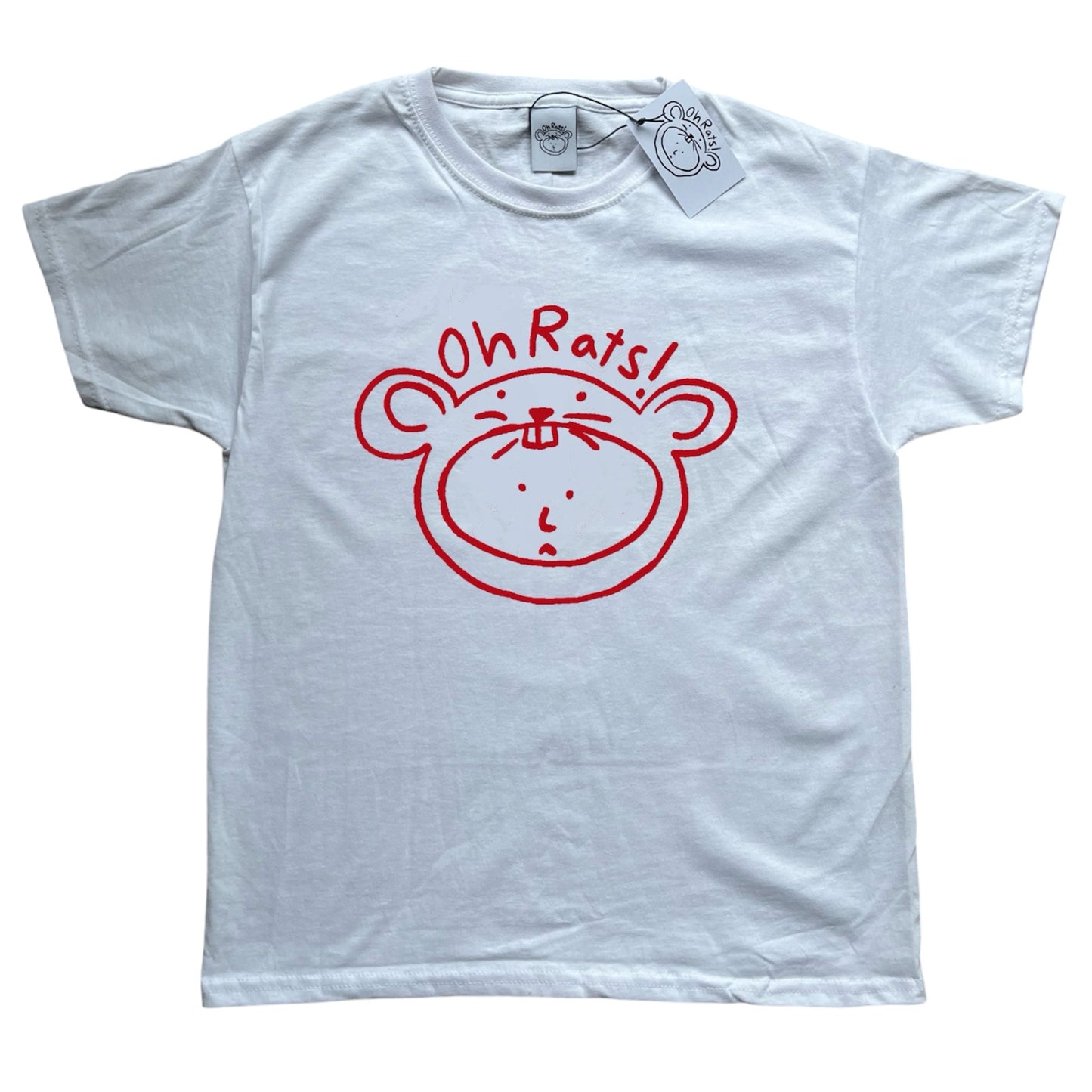 Oh Rats! Logo Red on White baby tee
