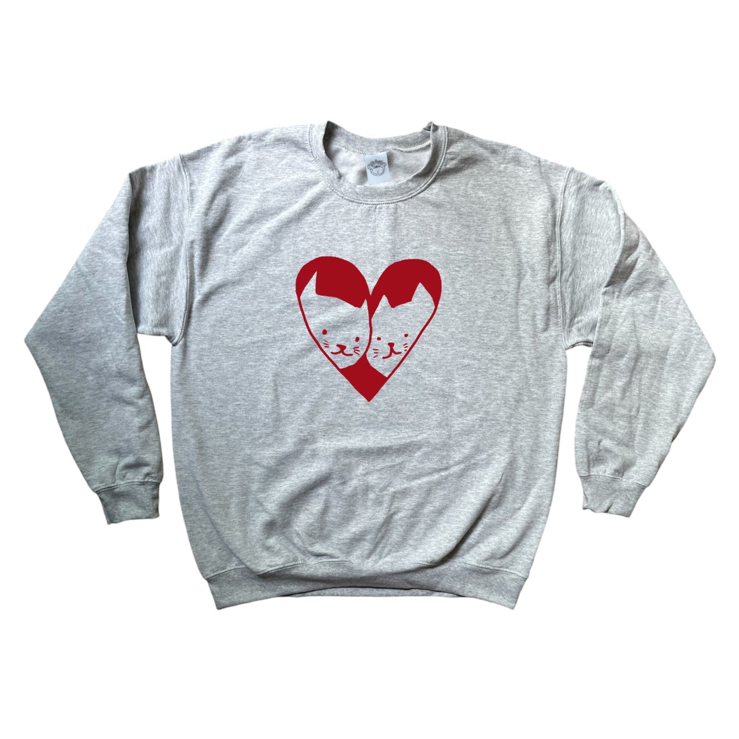 Red on Grey 2 cats in love sweatshirt
