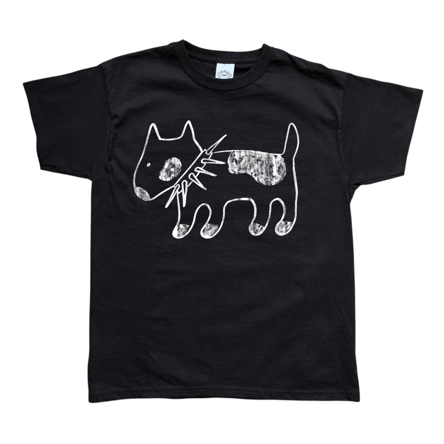 Spiky collar dog white on black Baby Tee