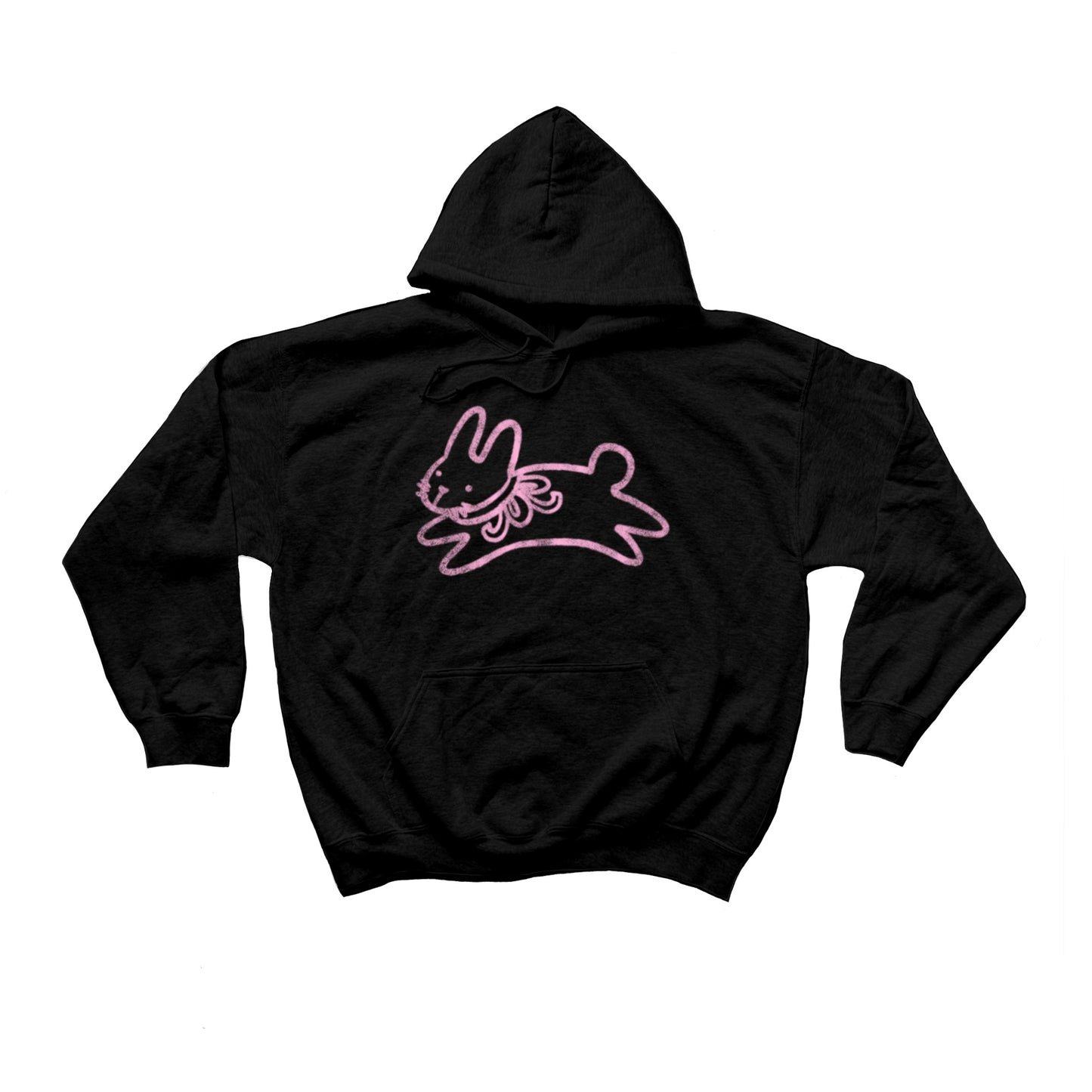 Bow bunny light pink on black hoodie