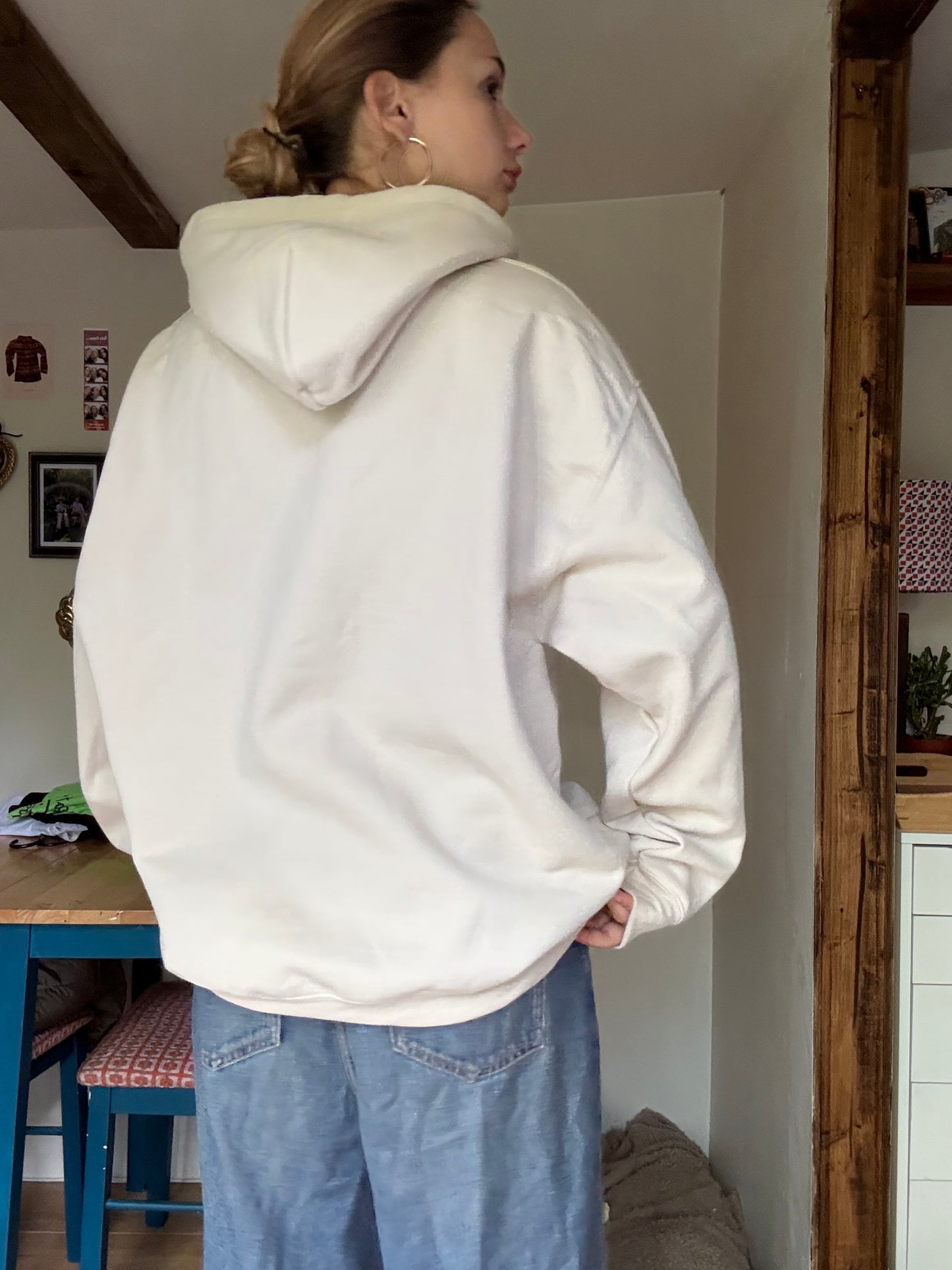 Upcycled brown on beige star tiger hoodie
