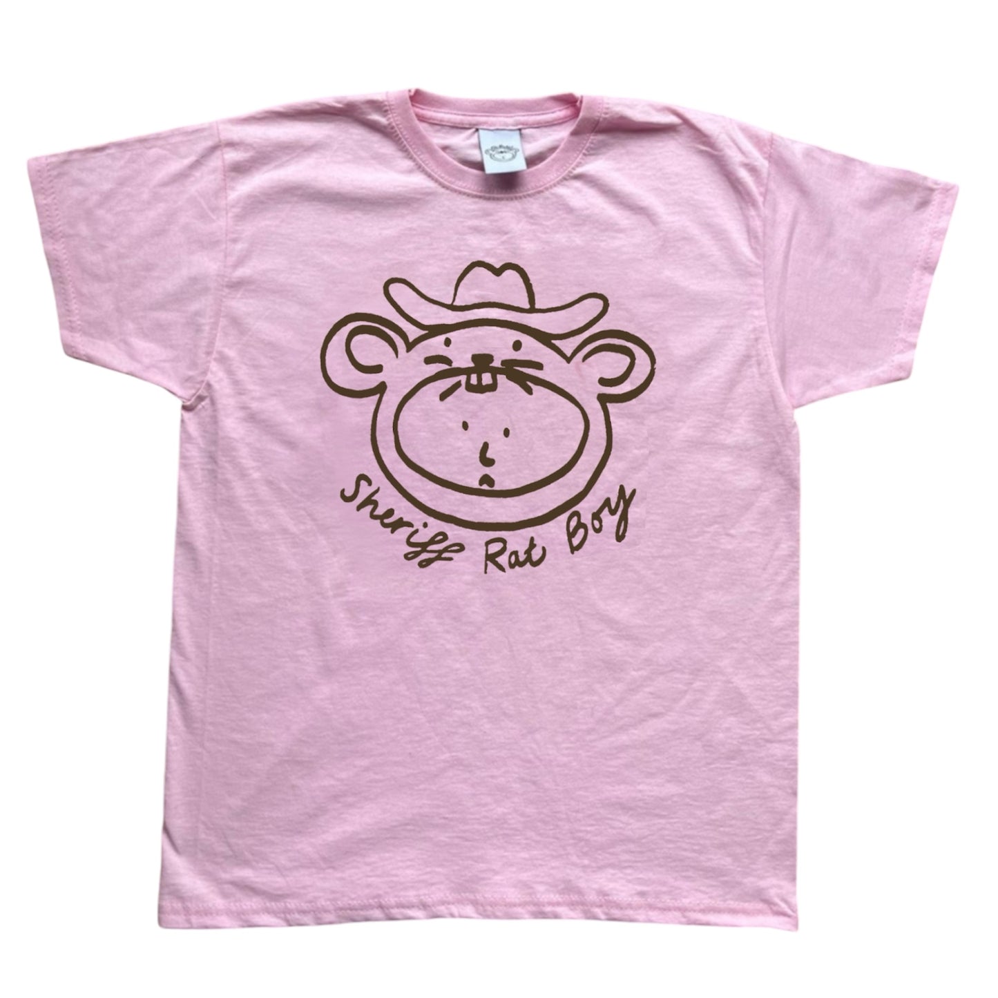 ‘Sheriff Rat Boy' Brown on Pink Baby Tee