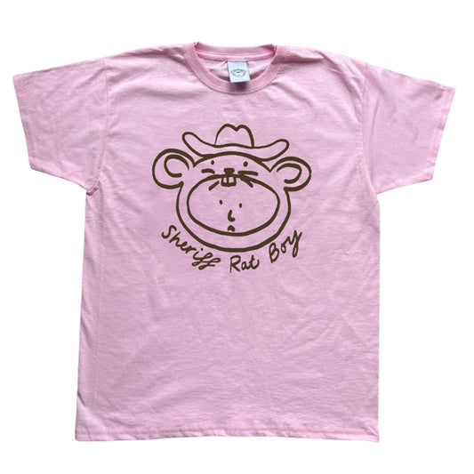 ‘Sheriff Rat Boy' Brown on Pink Baby Tee