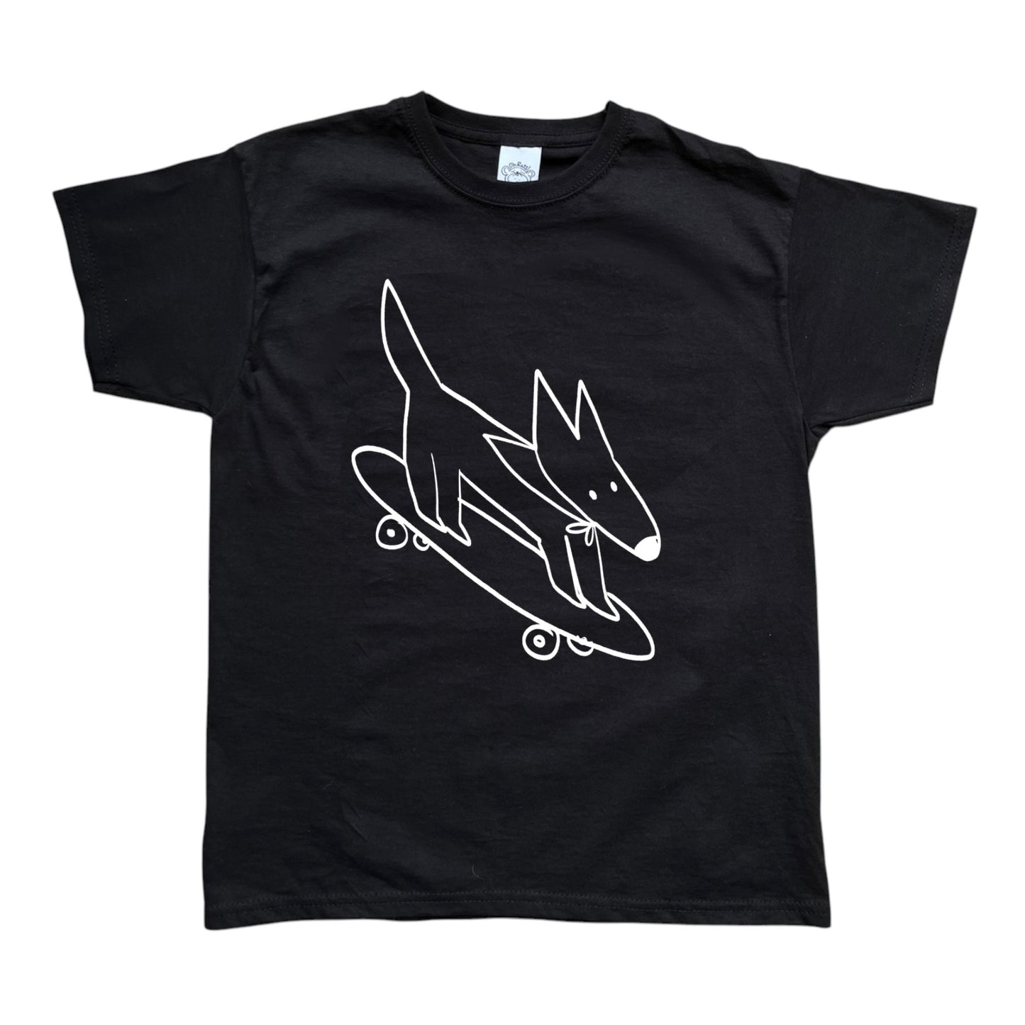 Skater dog white print Tee