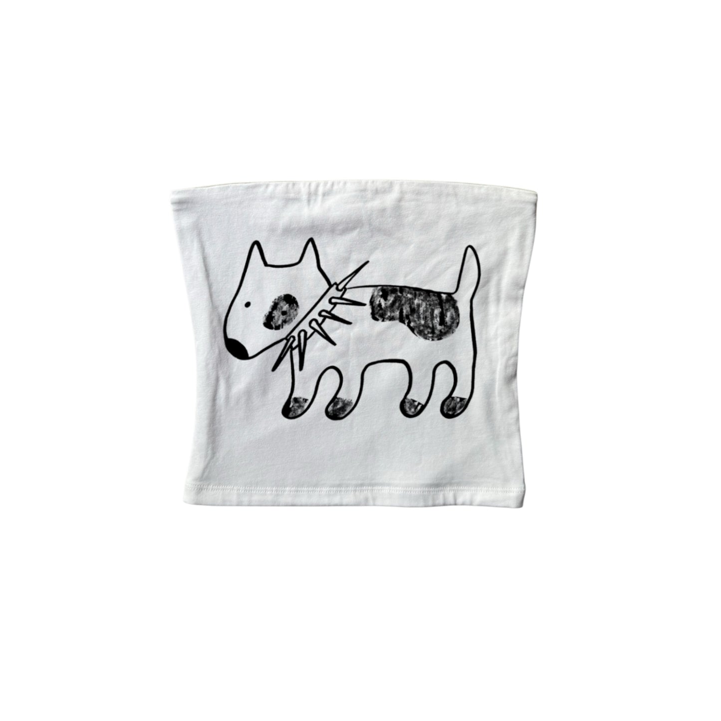 Black on white spiky collar dog bandeau top