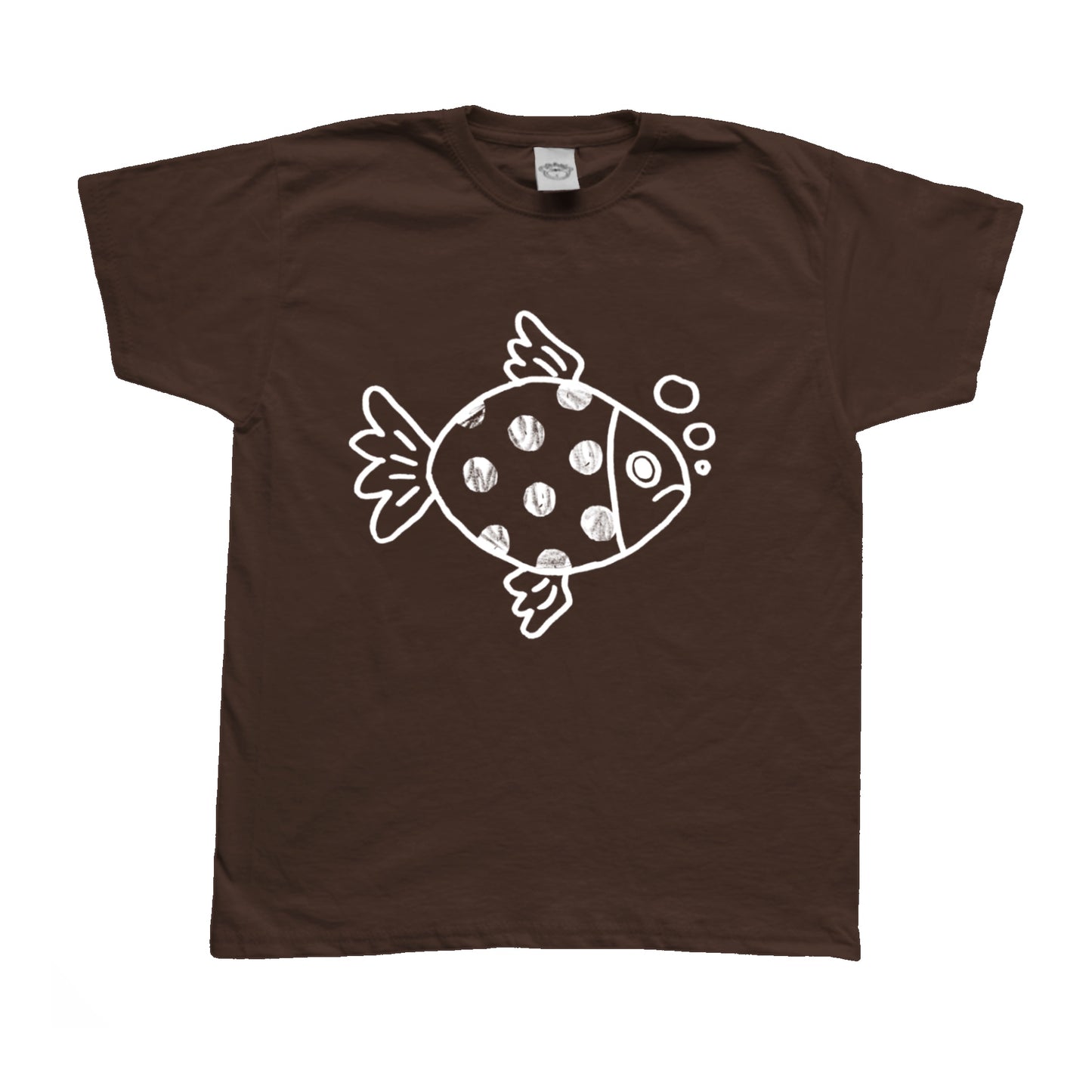 Polka dot fishy white on brown Tee