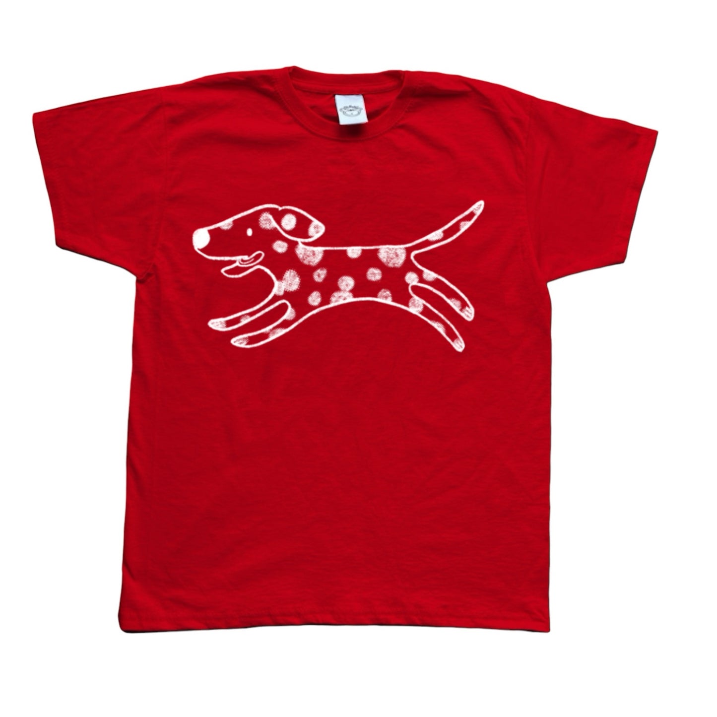 Polka dot dalmatian white on red Tee