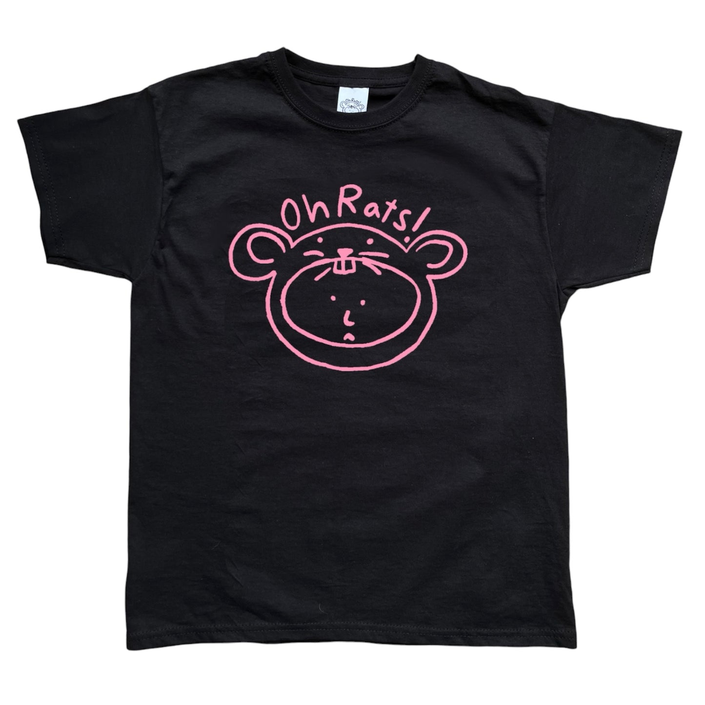 Oh Rats! Logo Pink on Black baby tee