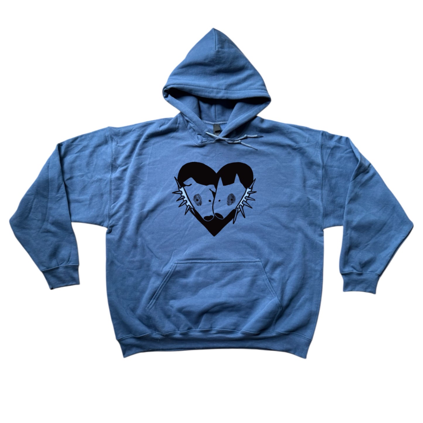 2 dogs in love indigo blue hoodie