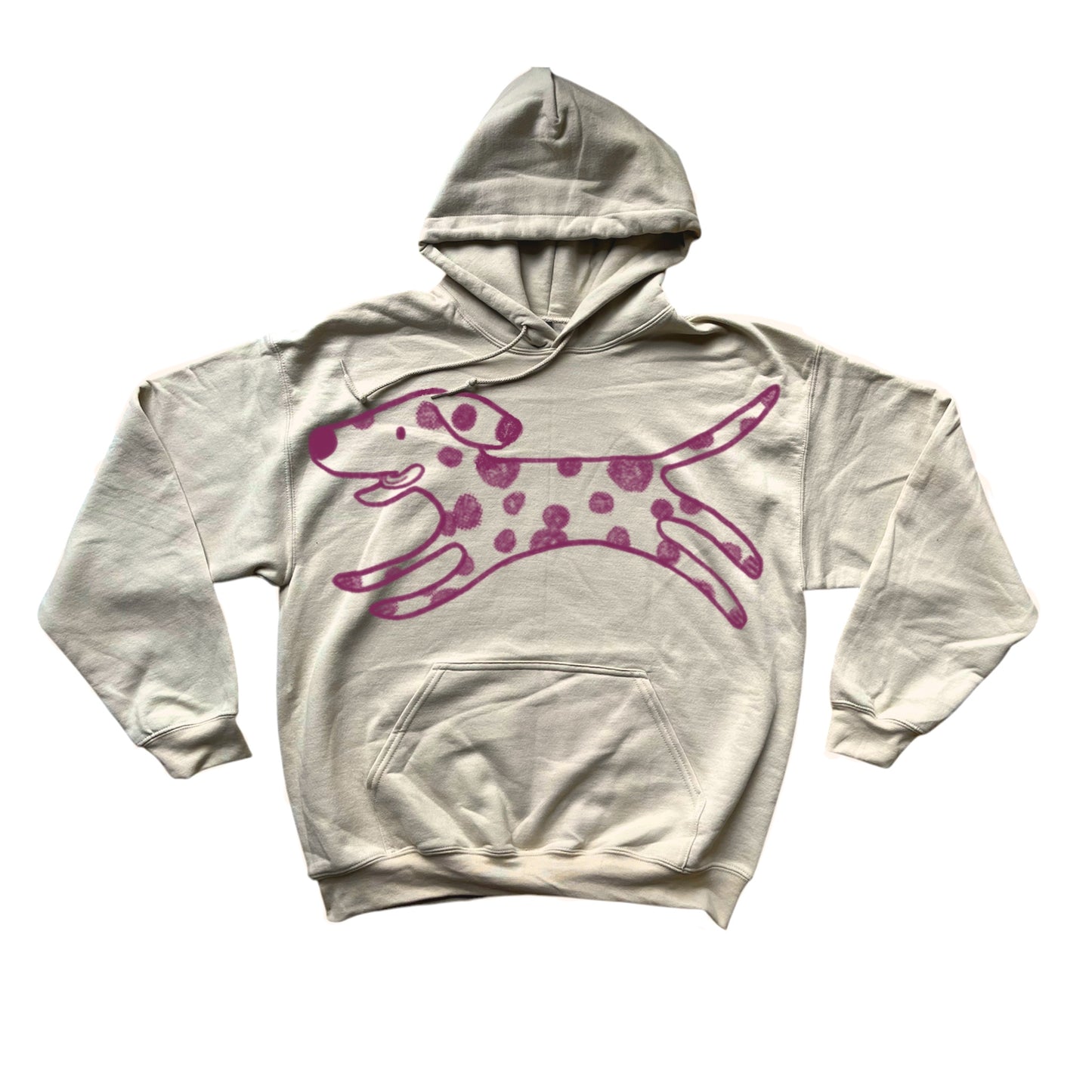 MEGA Polka dot dalmatian dog beige hoodie