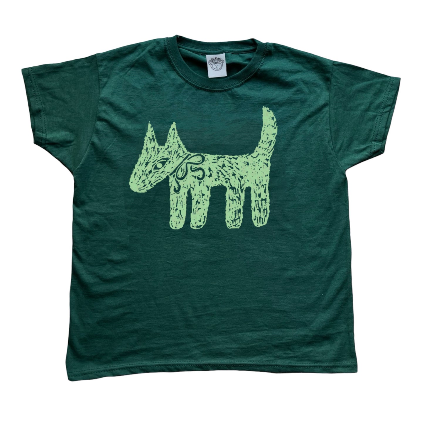 Scruffy dog light green on forest green Baby Tee