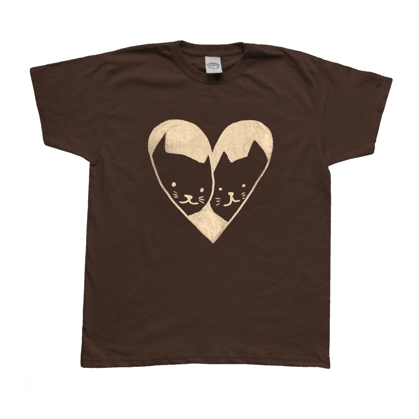 2 Cats in Love beige on brown Tee