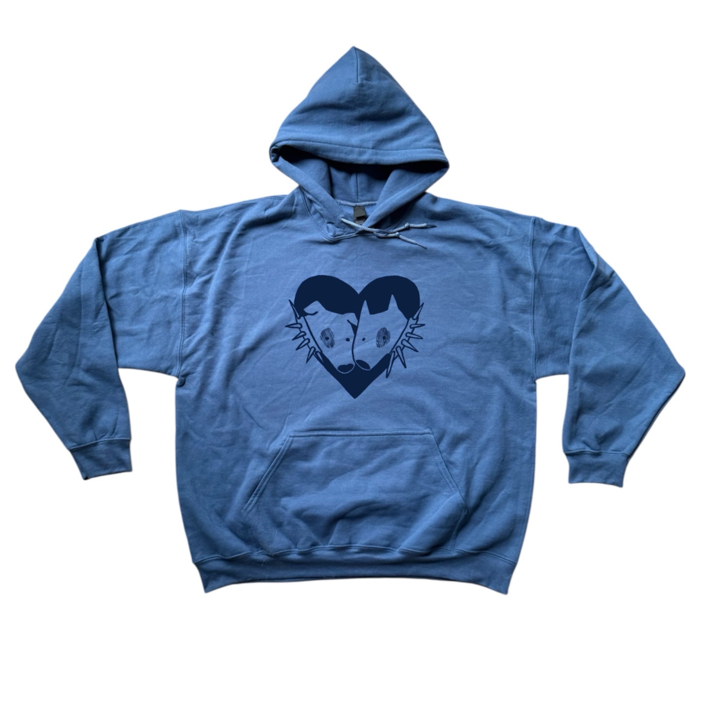 2 dogs in love indigo blue hoodie