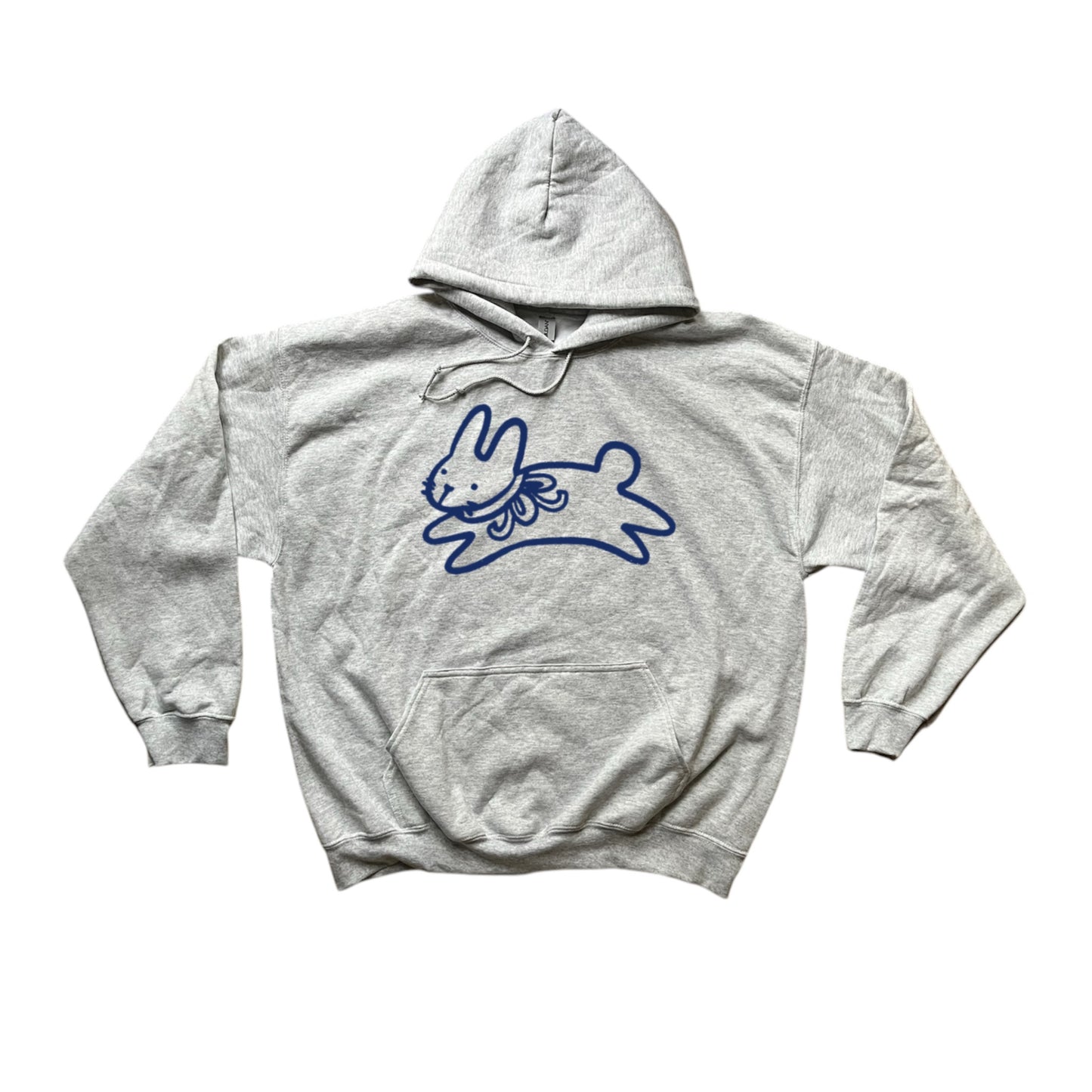 Bow bunny Navy on grey hoodie