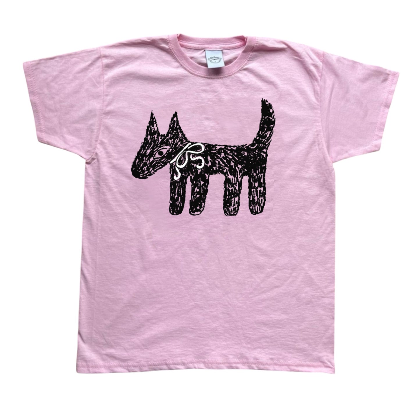 Scruffy dog black on pink with white bow Baby Tee