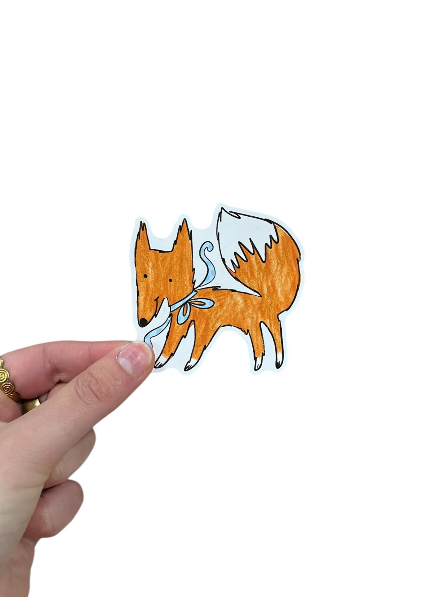 Oh Rats! Blue bow fox sticker