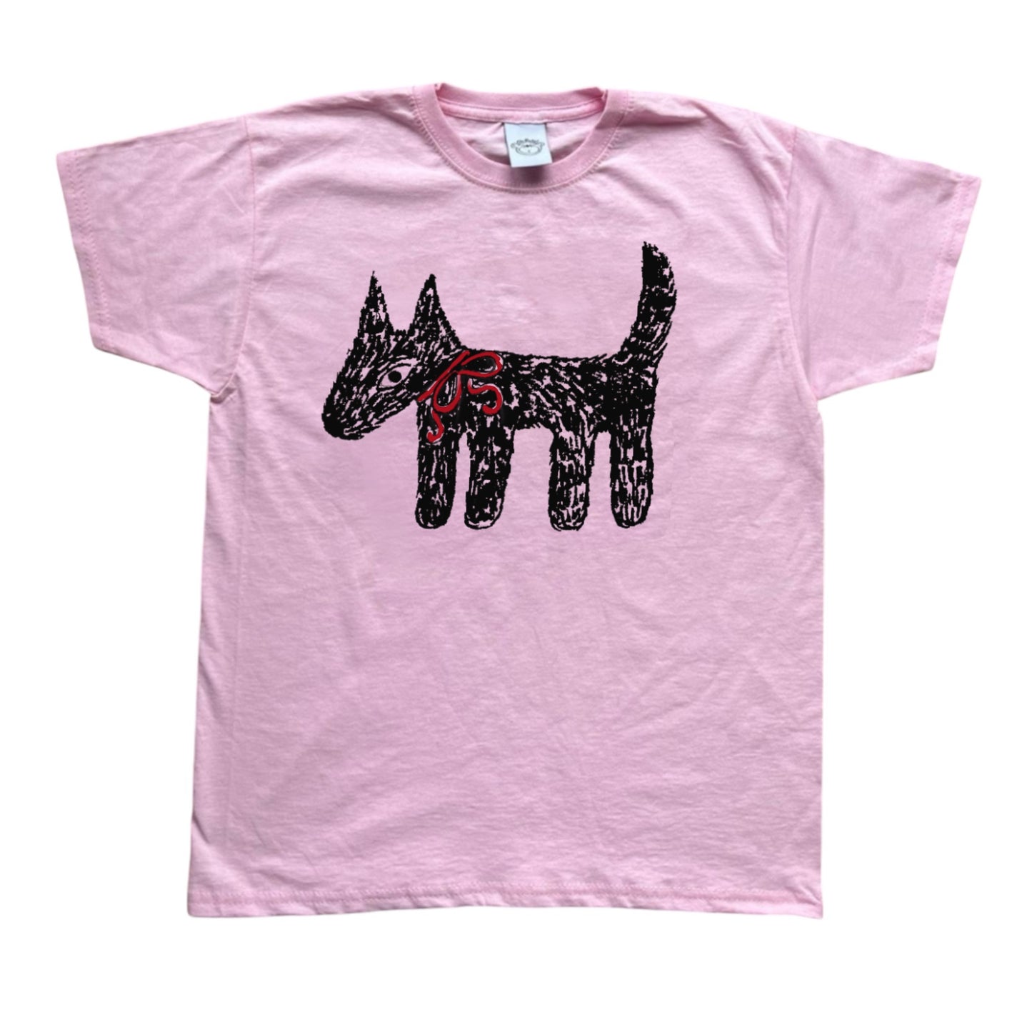 Scruffy dog black on pink with red bow Baby Tee