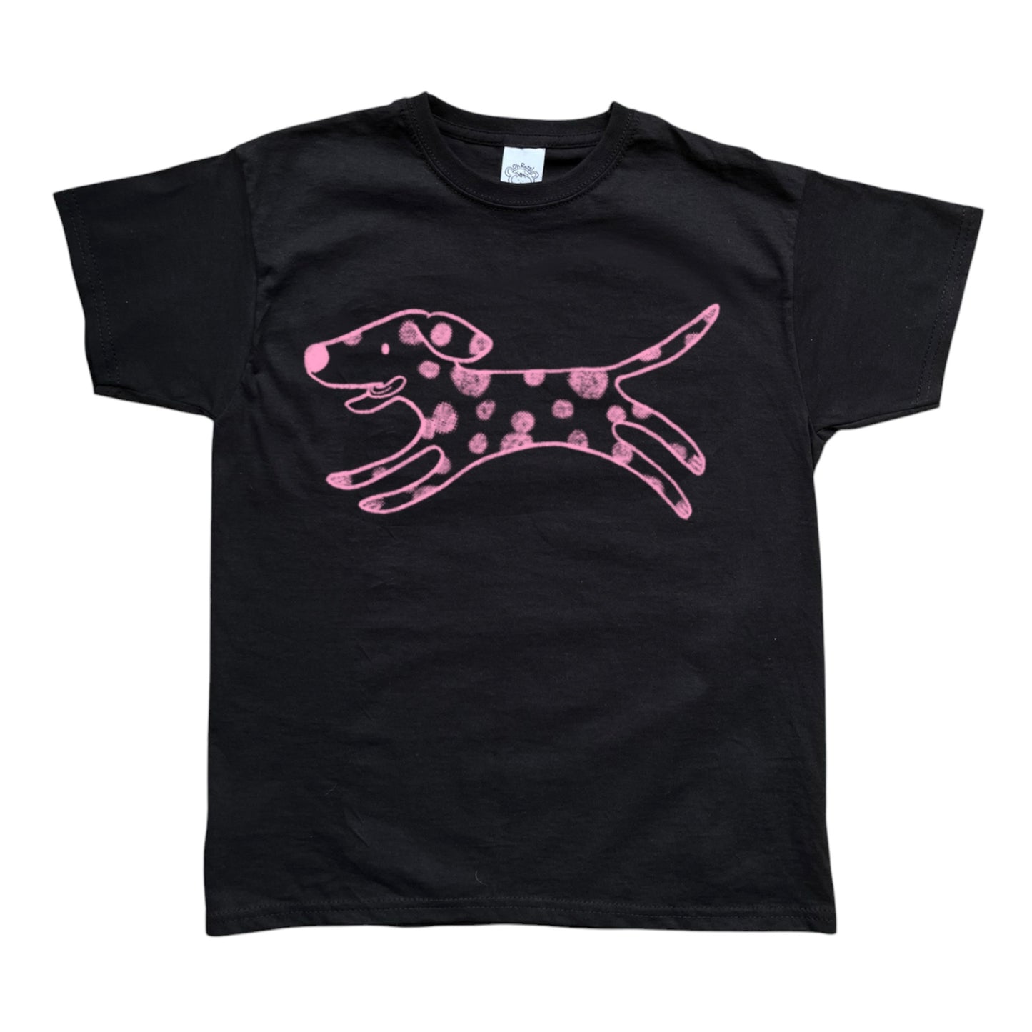 Polka dot dalmatian pink on black Tee