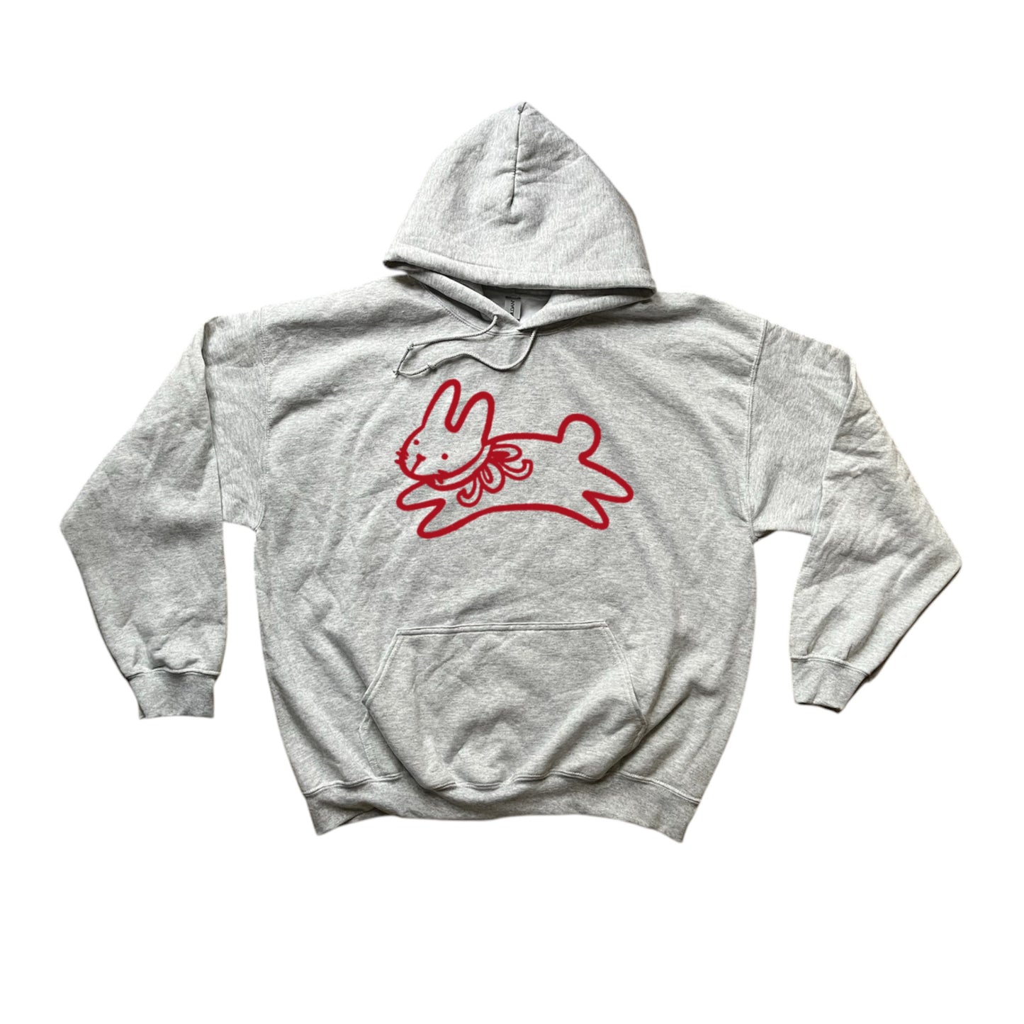 Bow bunny red on grey hoodie