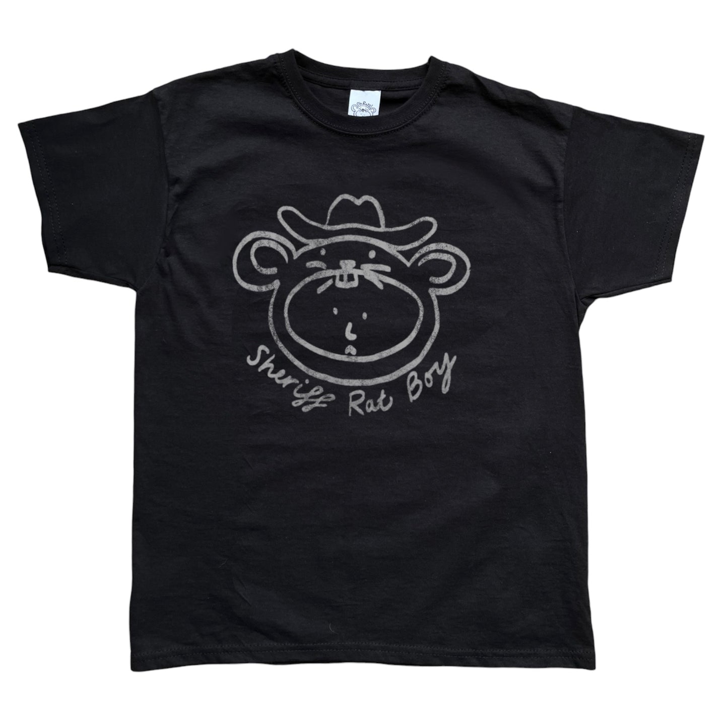 ‘Sheriff Rat Boy' Grey on Black Baby Tee