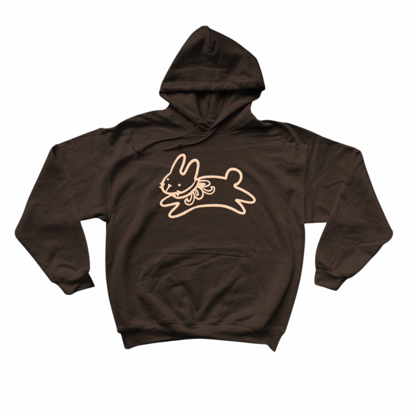 Bow bunny beige on brown hoodie