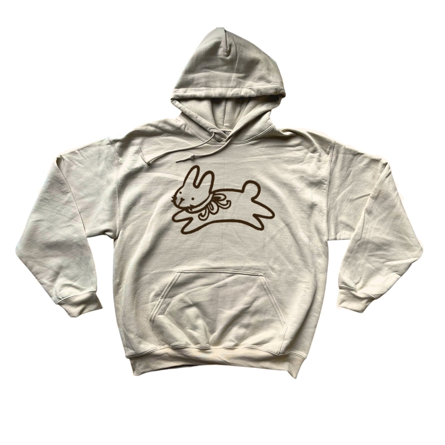 Bow bunny brown on beige hoodie