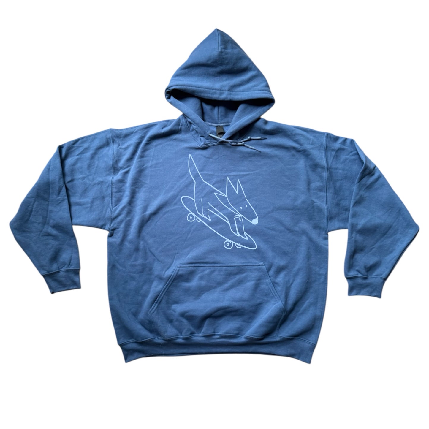 Skater dog indigo blue hoodie