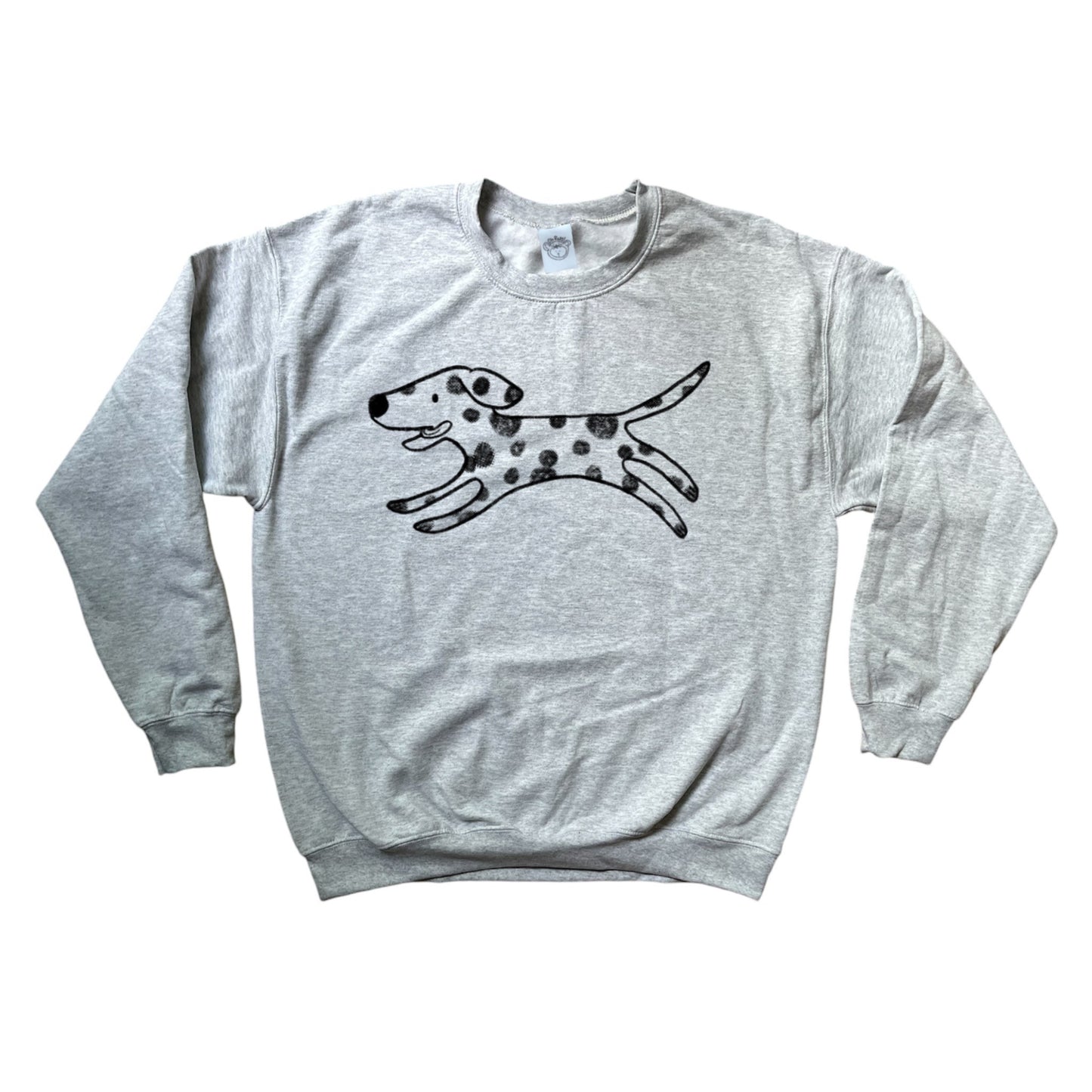 Polka dot dalmatian dog red on grey sweatshirt