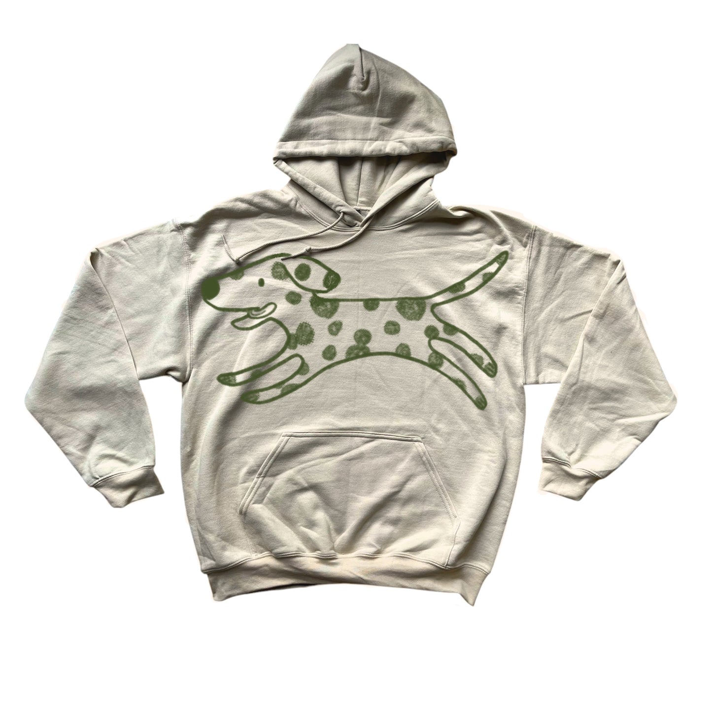 MEGA Polka dot dalmatian dog beige hoodie
