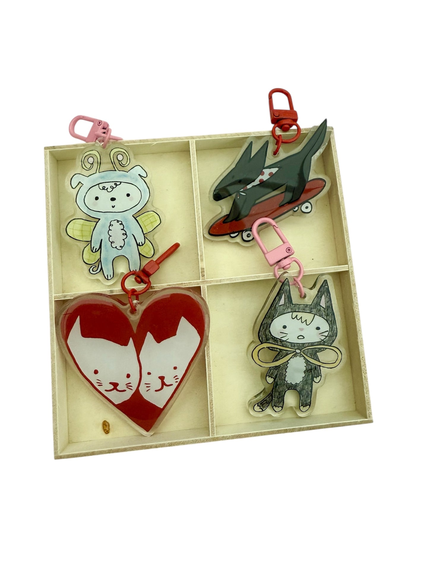 Black and red skater dog key ring / bag charm