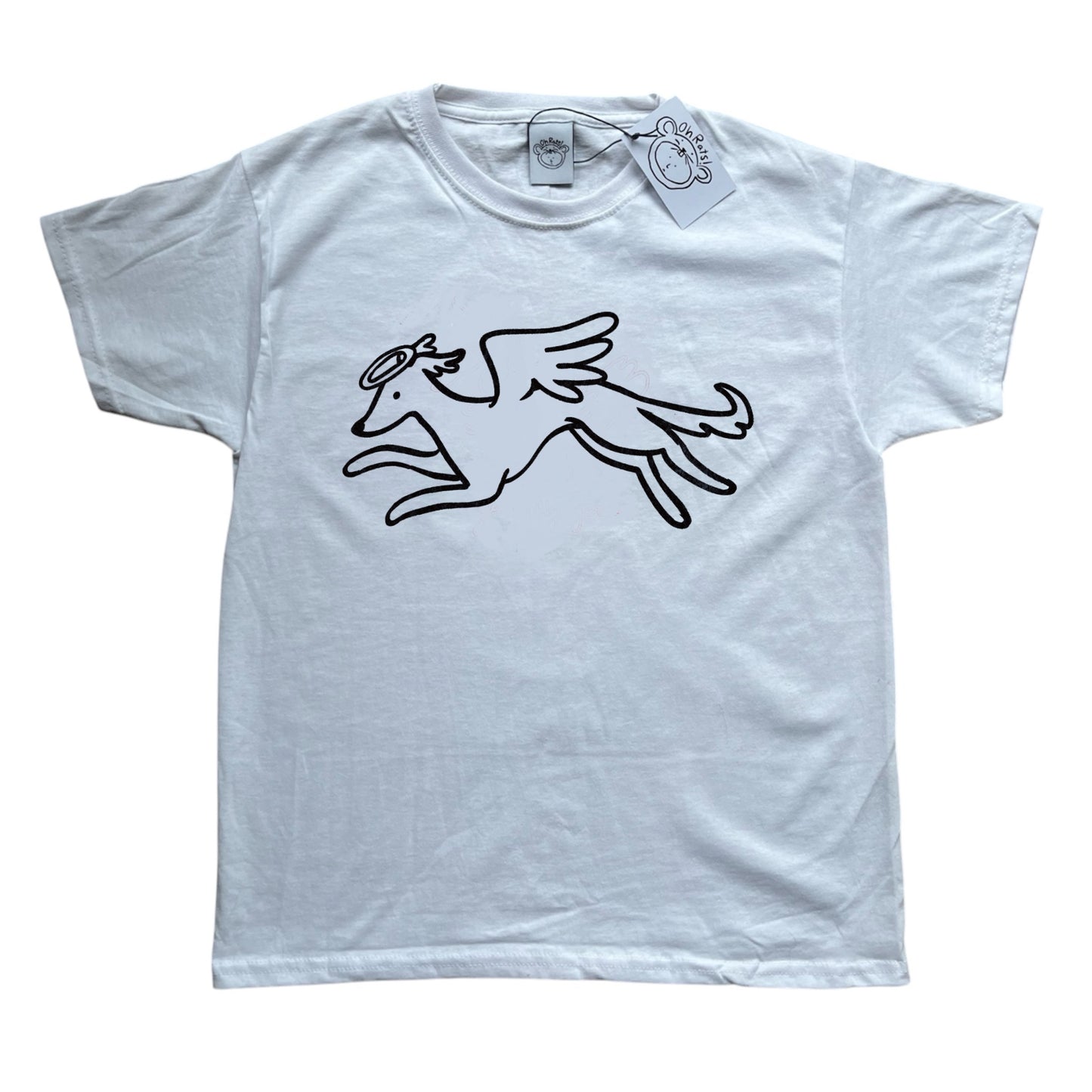 Heavenly hound black on white Tee