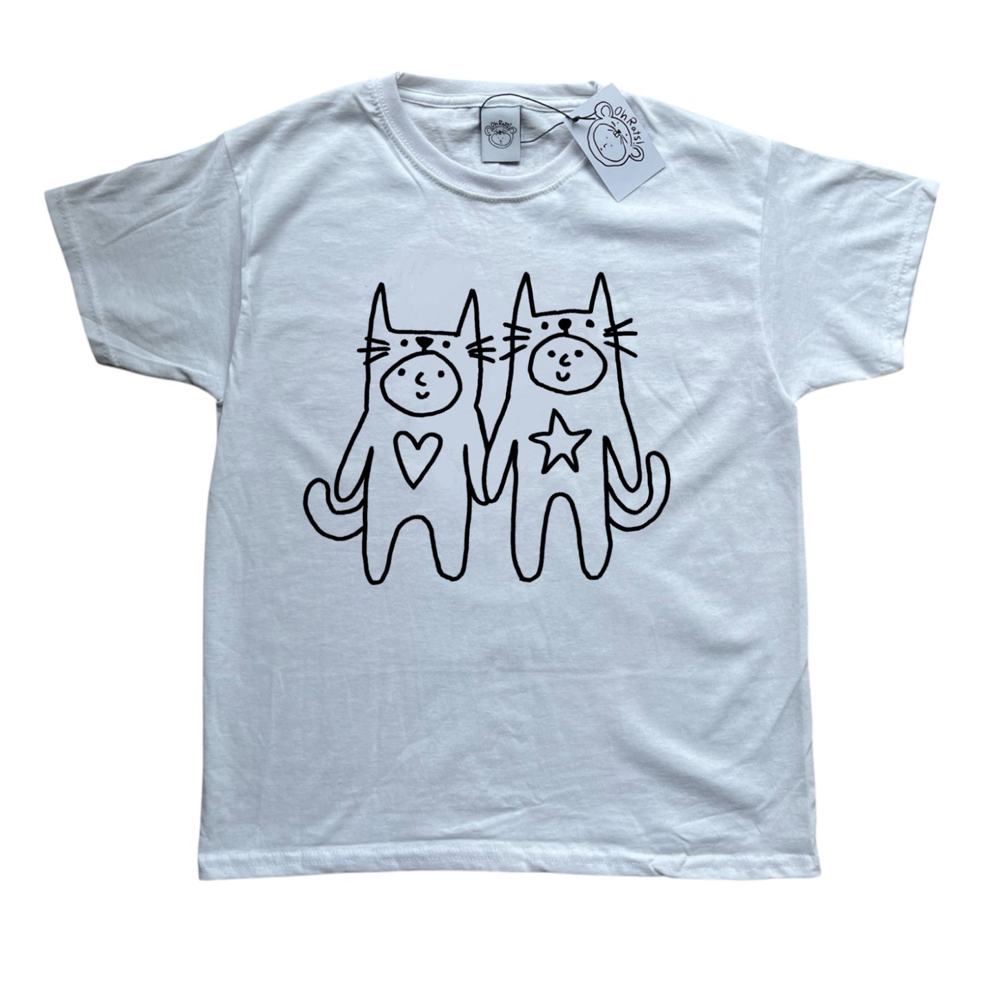Two critters in love black on white Tee