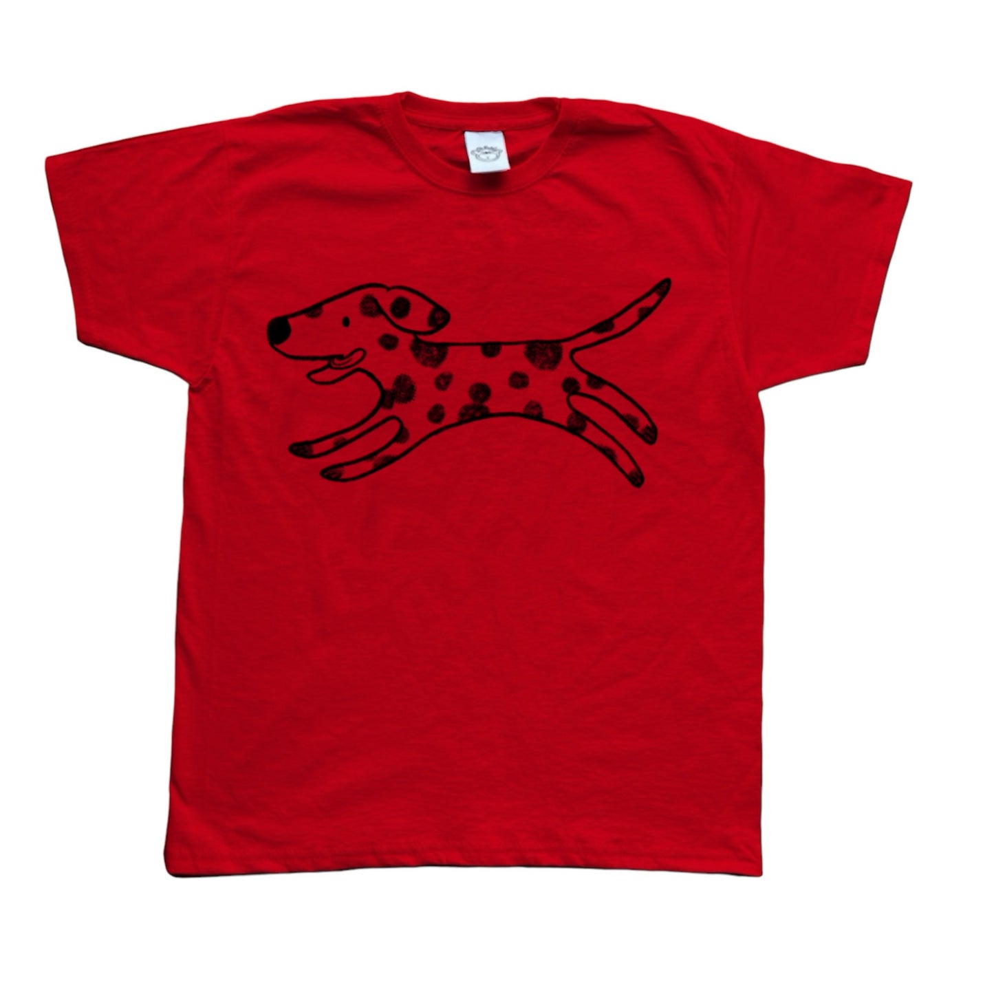 Polka dot dalmatian black on red Tee