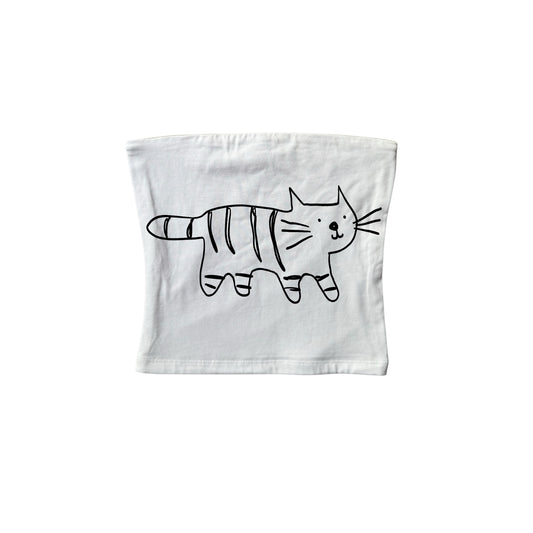Black on white tiger bandeau top