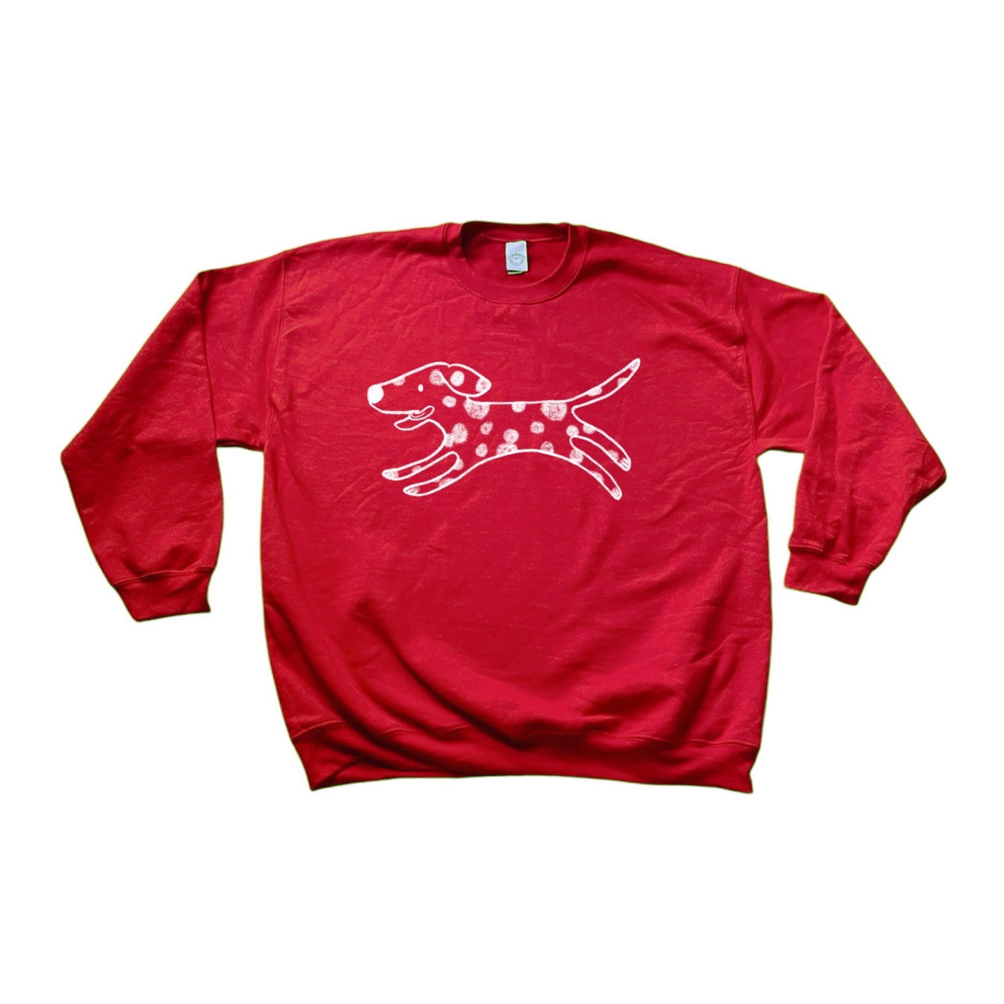 Polka dot dalmatian dog white on red sweatshirt