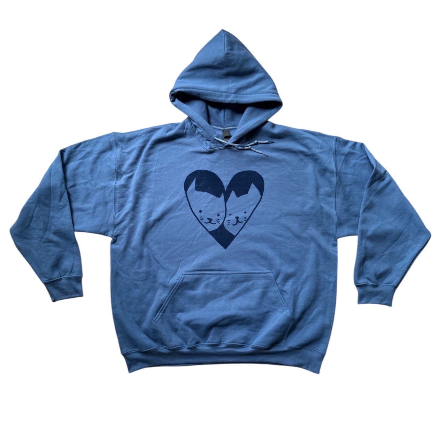 2 cats in love indigo blue hoodie