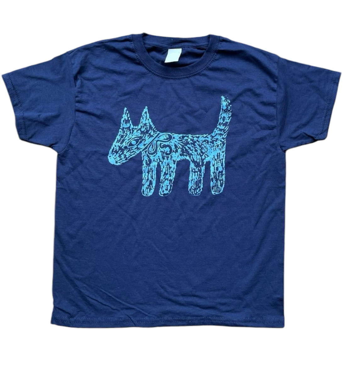 Scruffy dog light blue on navy Baby Tee