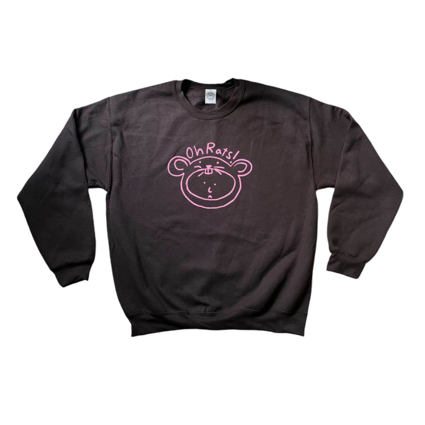 Pink on Brown Oh Rats! logo sweatshirt