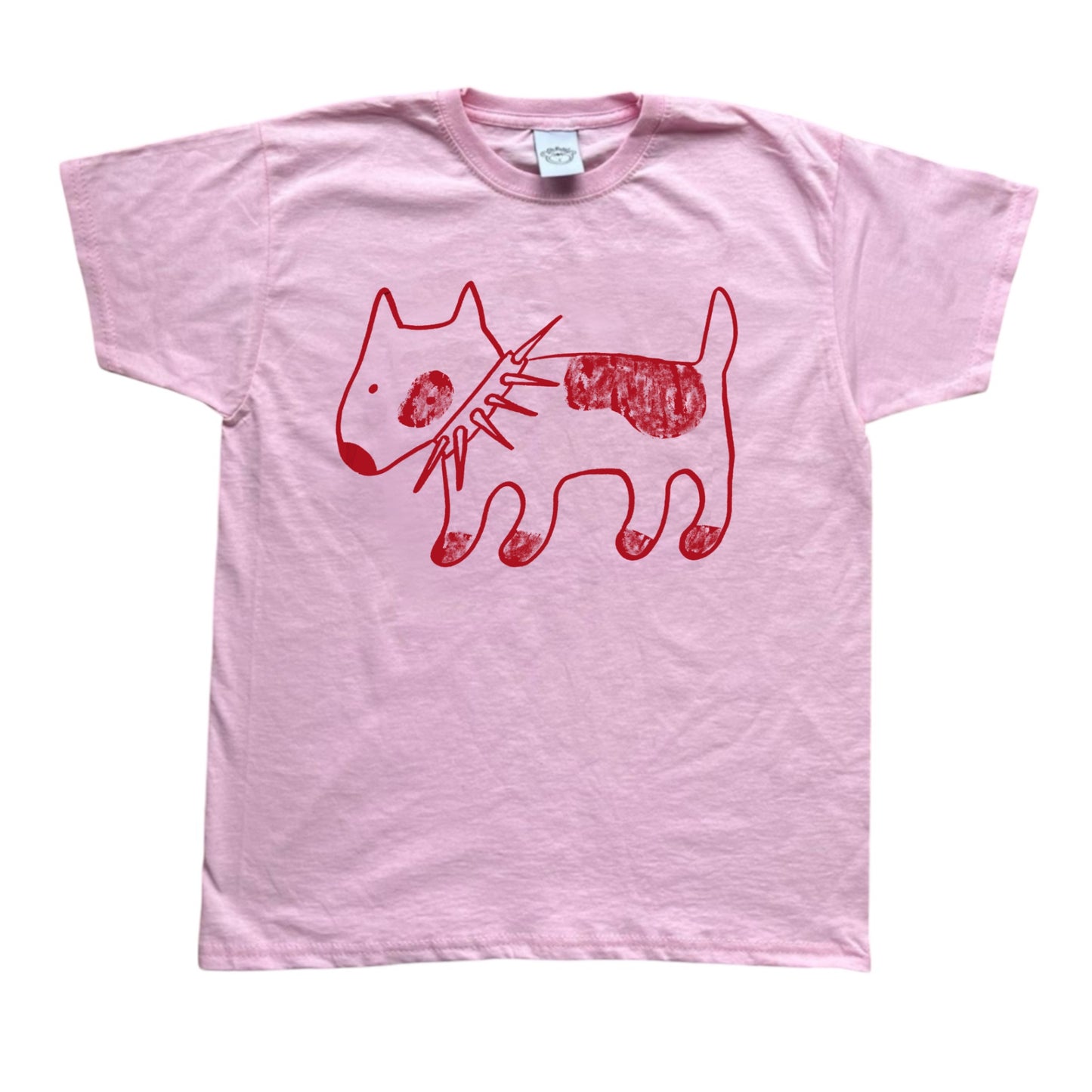 Spiky collar dog red on pink Baby Tee