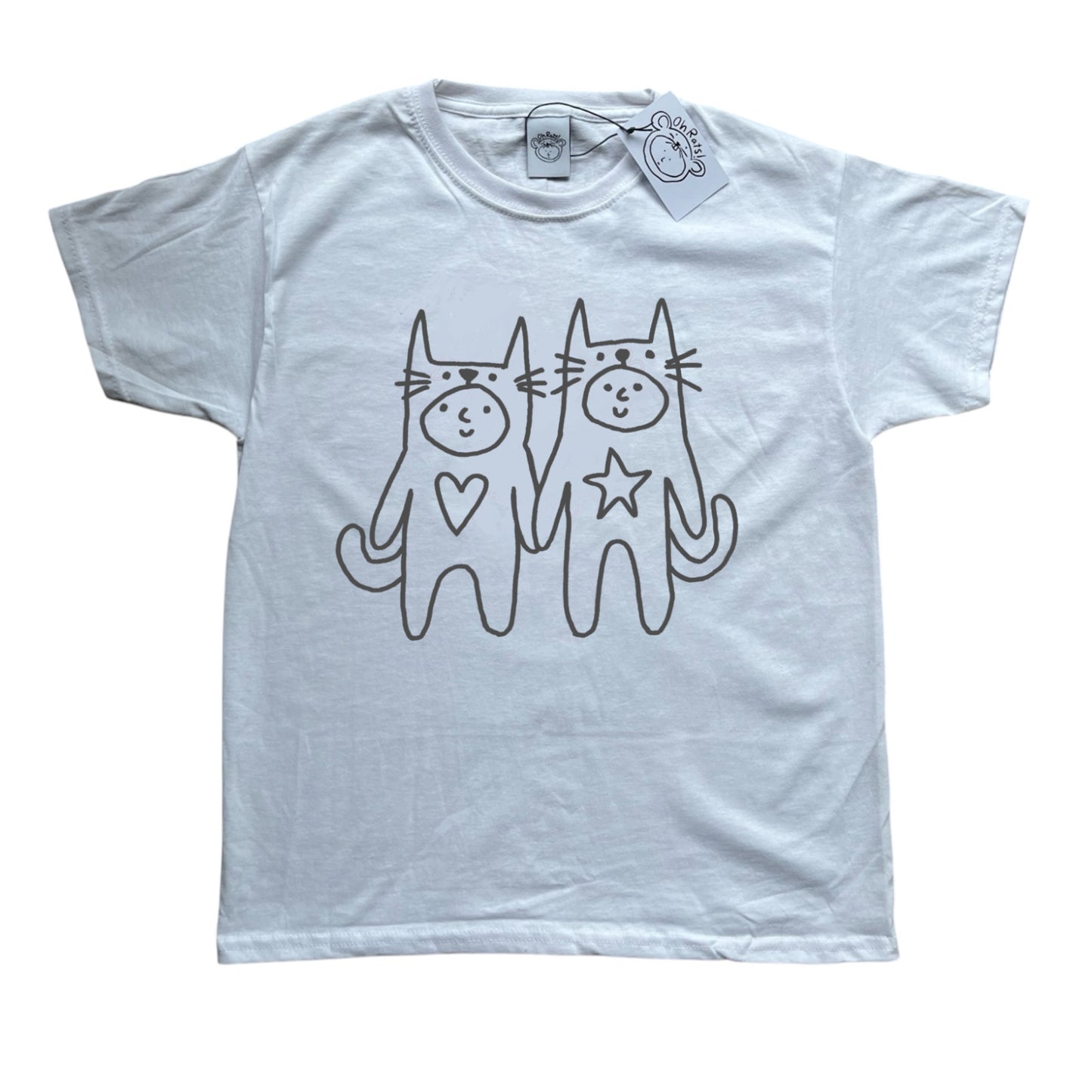 Two critters in love grey on white Tee
