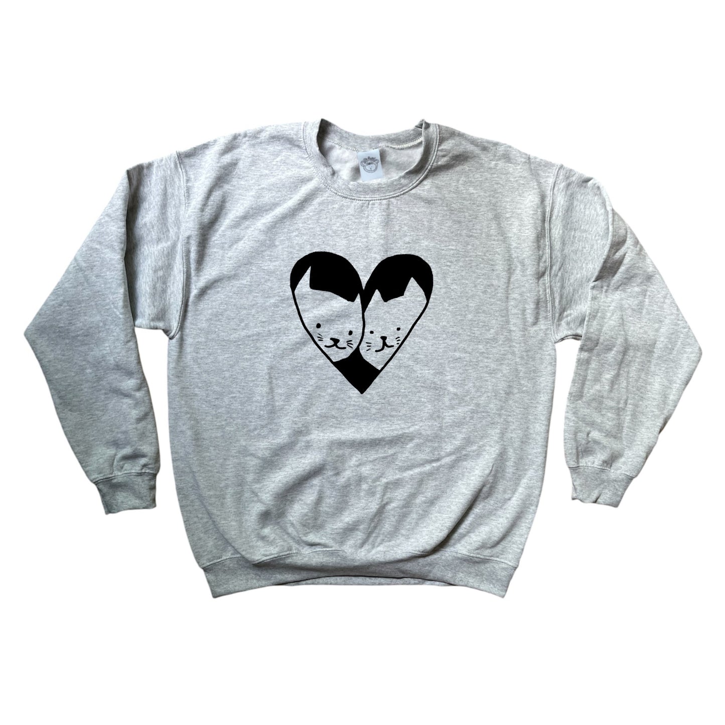 Black on Grey 2 cats in love sweatshirt