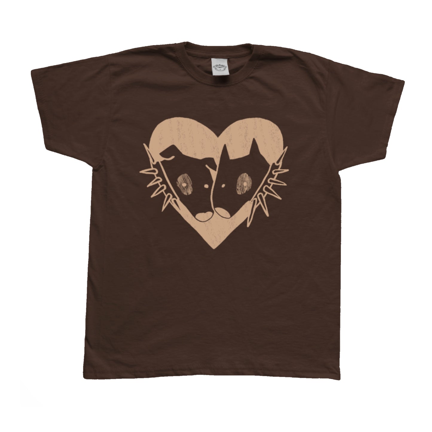 2 dogs in love beige on brown Tee