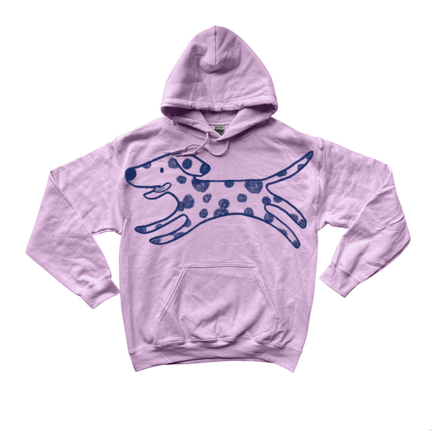 MEGA Polka dot dalmatian dog navy on pink hoodie