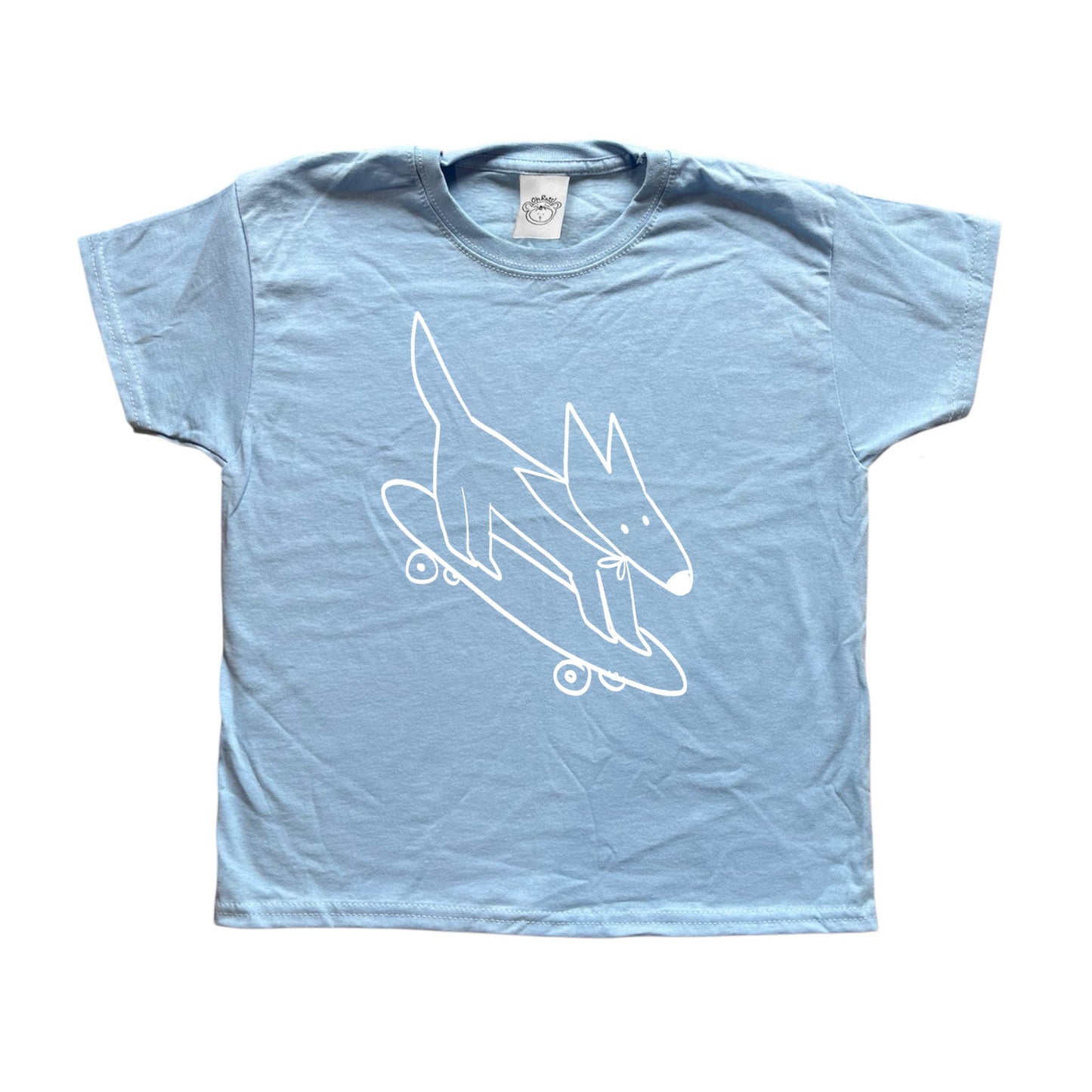 Skater dog white print Tee