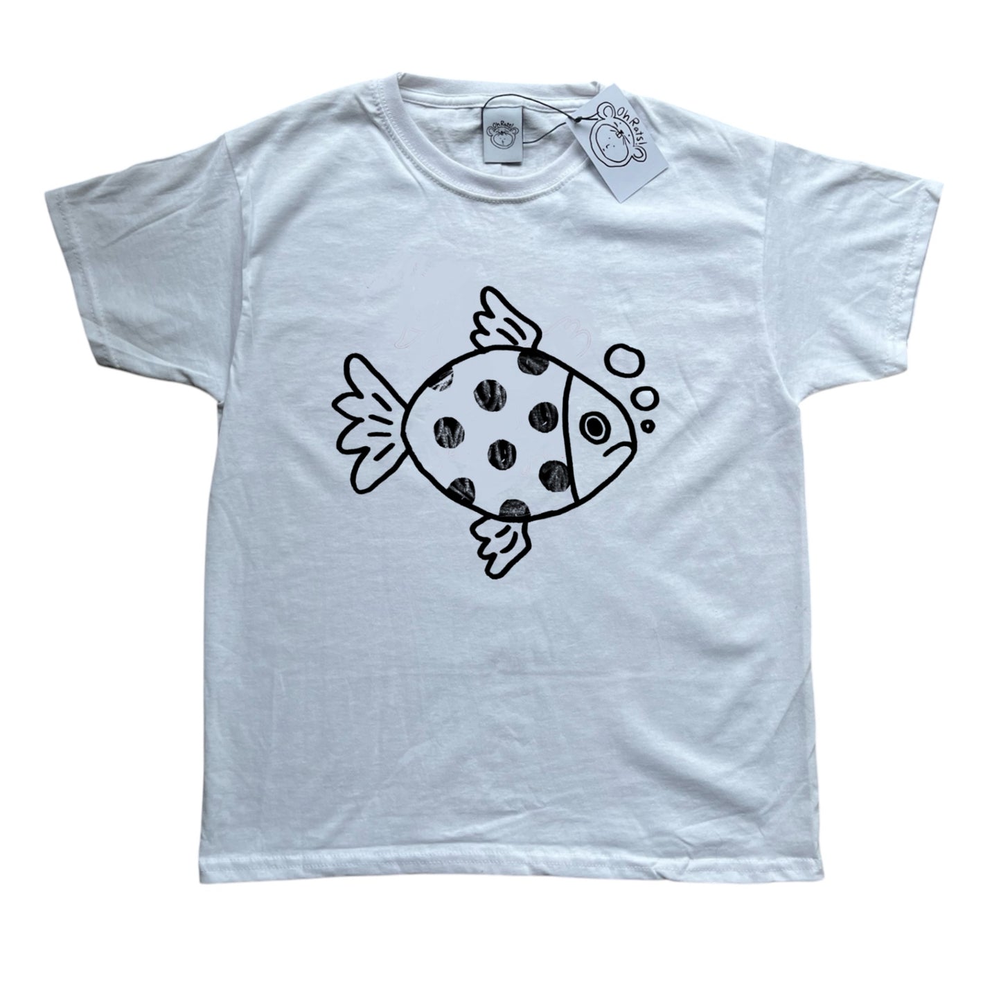 Polka dot fishy black on white Tee